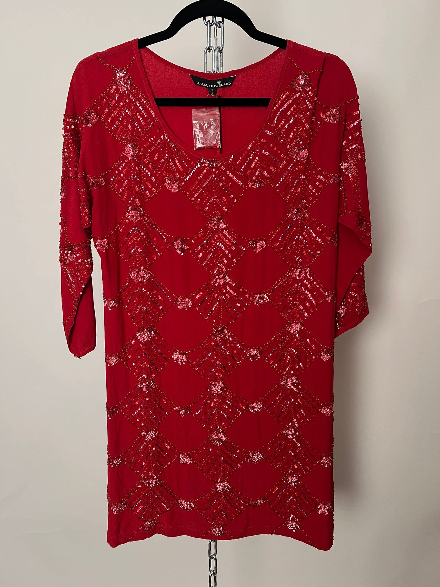 Pailletten-Kleid mit 3/4-Ärmeln