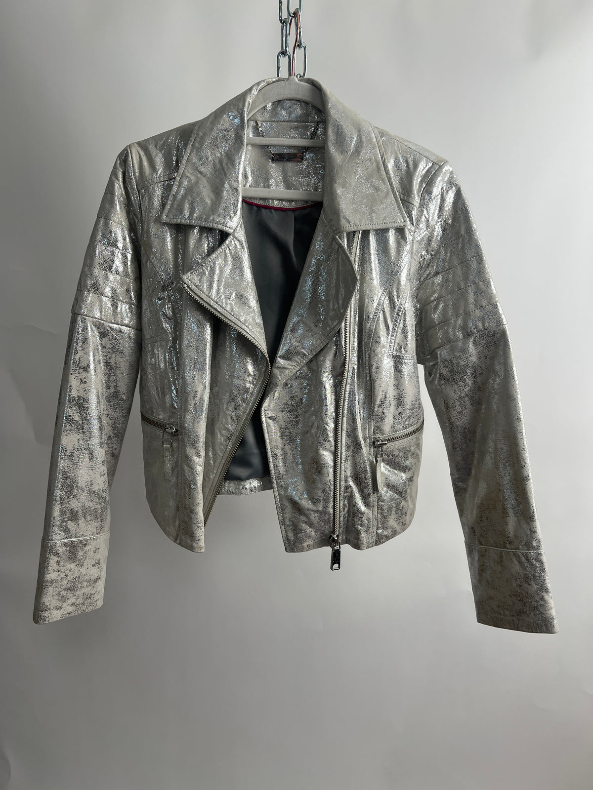 Lederjacke, Brian Rennie, silber