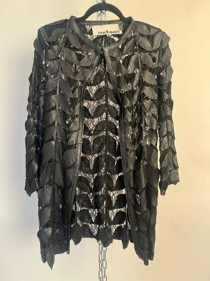 Jacke mit Leder und Spitze