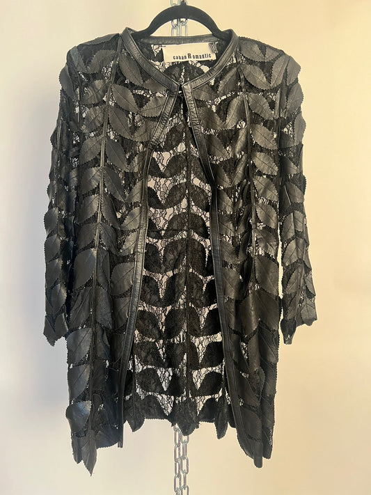 Jacke mit Leder und Spitze