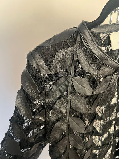 Jacke mit Leder und Spitze