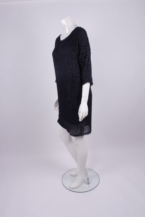 Midikleid mit Ärmeln und Pailletten