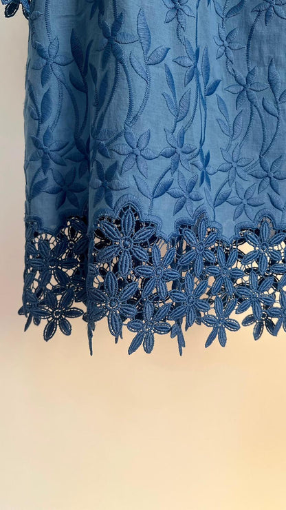 Kleid mit Spitze, Exetera, blau