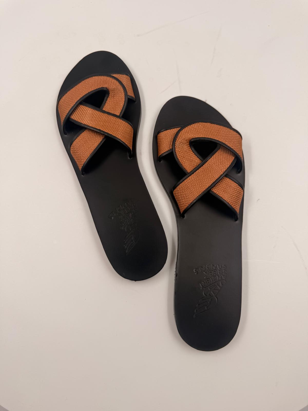 Slippers, Ancient Greek Sandals, braun/schwarz