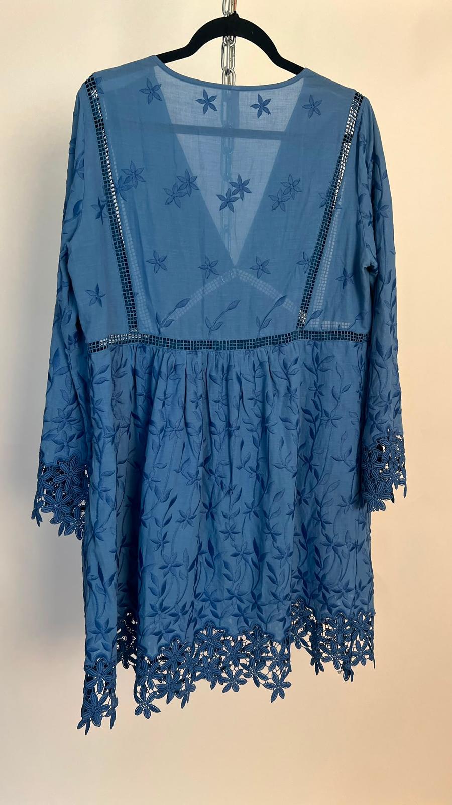 Kleid mit Spitze, Exetera, blau