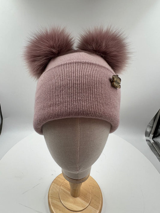 Mütze mit 2 Fellbommeln
