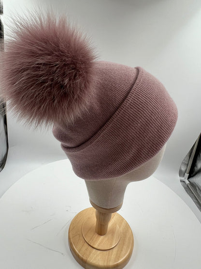 Mütze mit 2 Fellbommeln