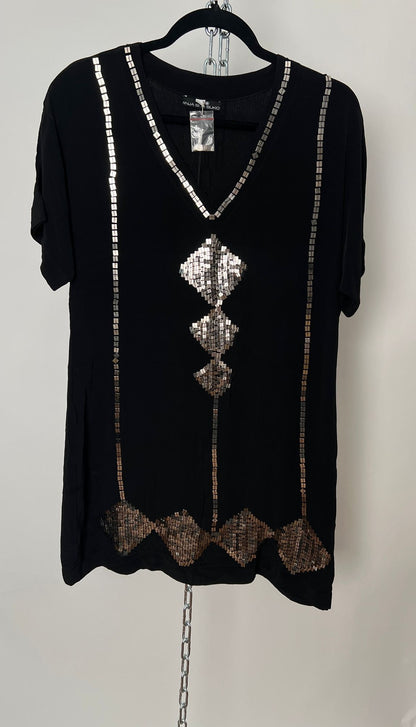 Pailletten-Kleid kurzarm mit Vierecken