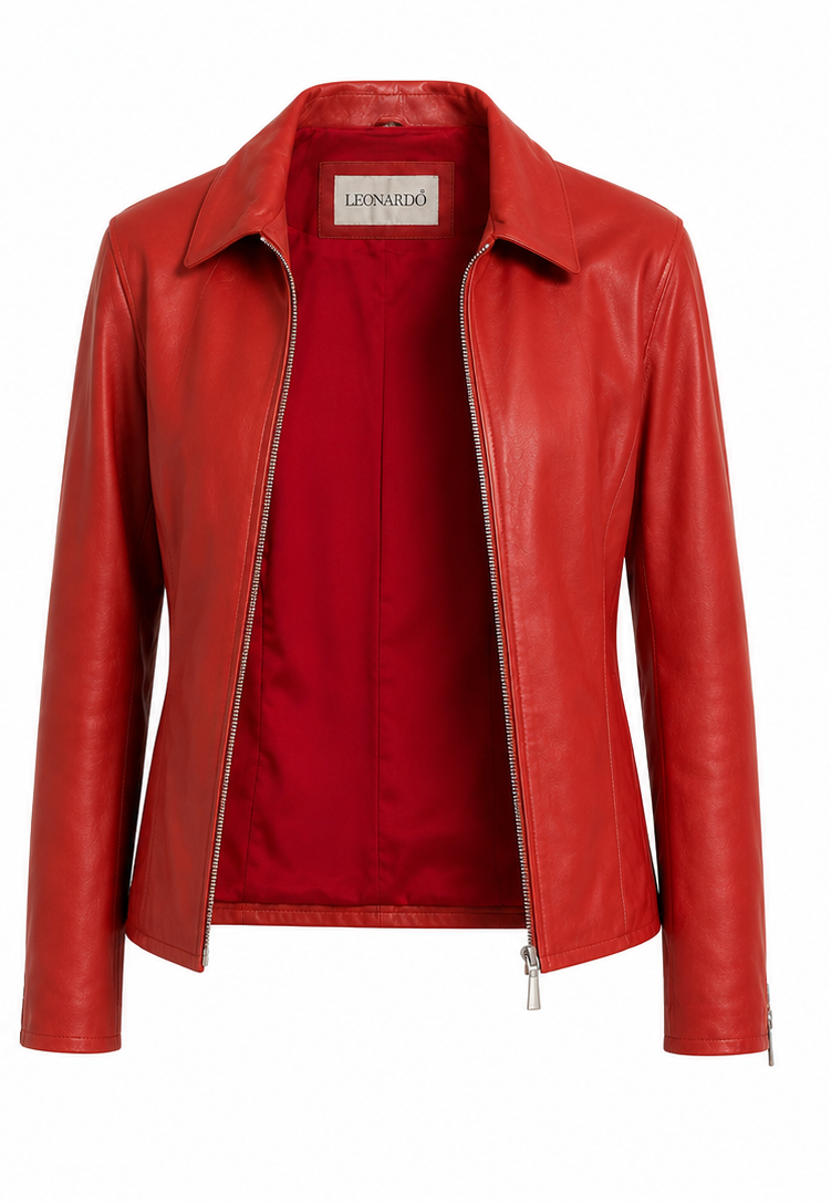 Lederjacke, Leonardo, rot