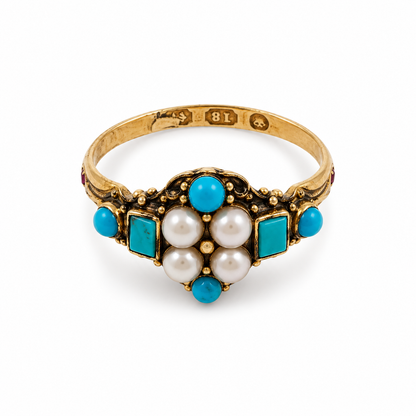 Ring mit Türkis und Perlen