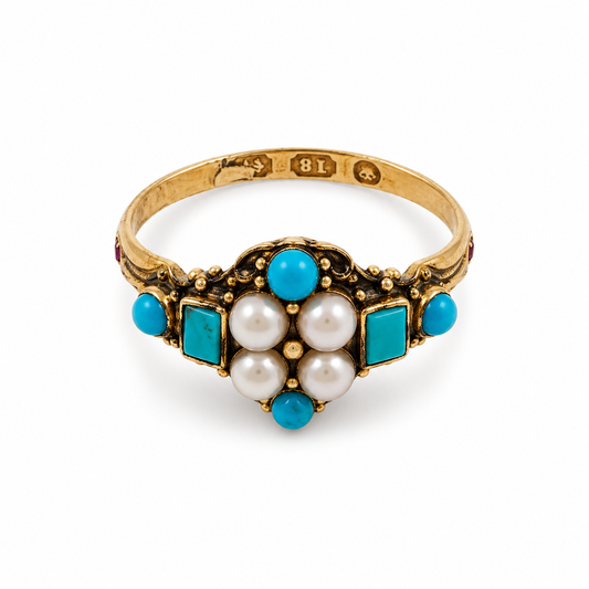 Ring mit Türkis und Perlen