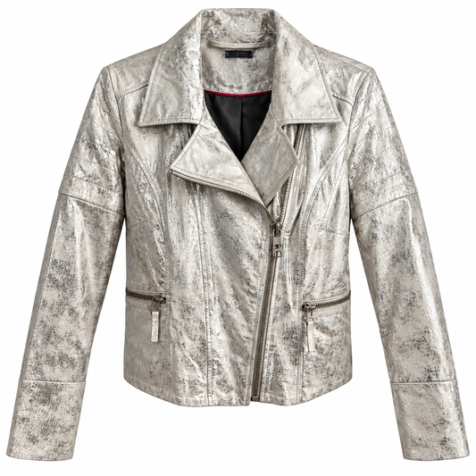 Lederjacke, Brian Rennie, silber
