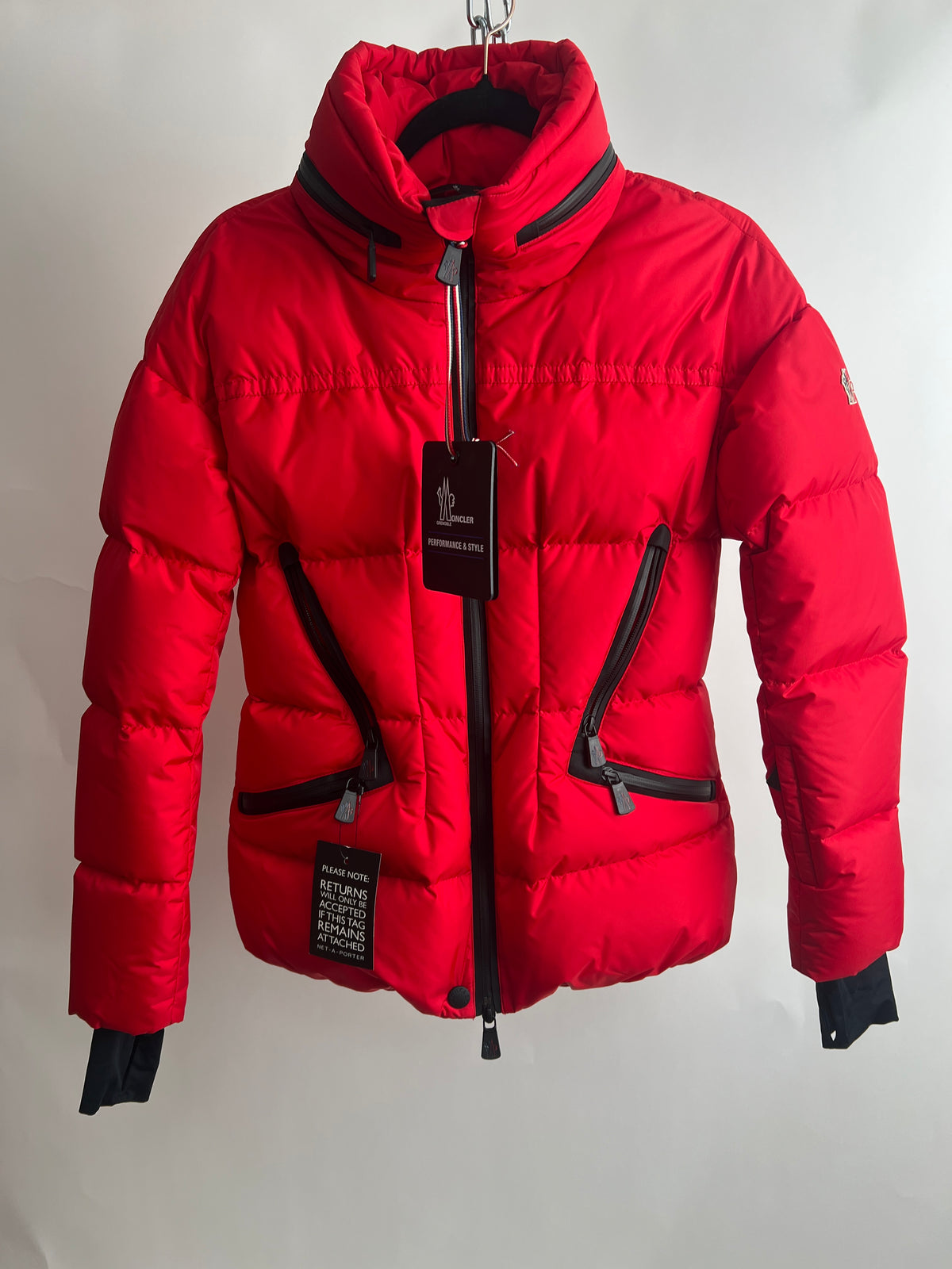 Daunenjacke, Moncler, rot/schwarz
