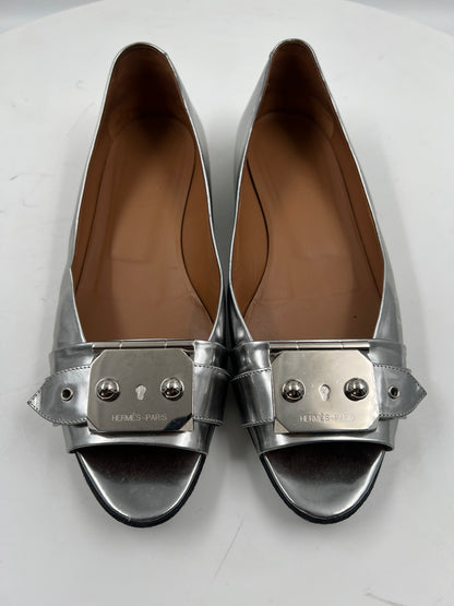 Sandalen, Hermès, silber