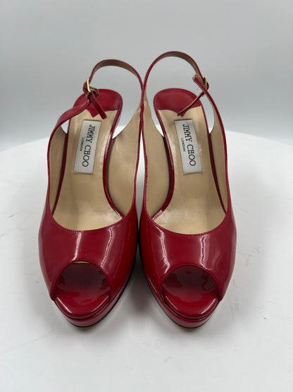 Peeptoe, Jimmy Choo, rot