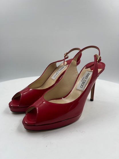 Peeptoe, Jimmy Choo, rot