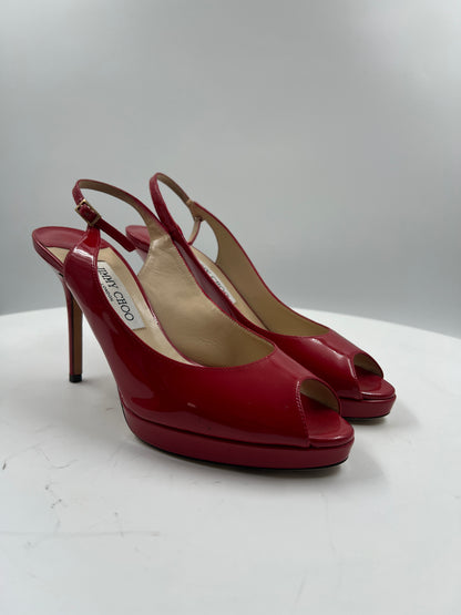 Peeptoe, Jimmy Choo, rot