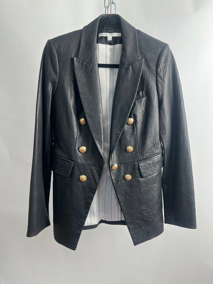 Lederblazer, Veronica Beard, schwarz