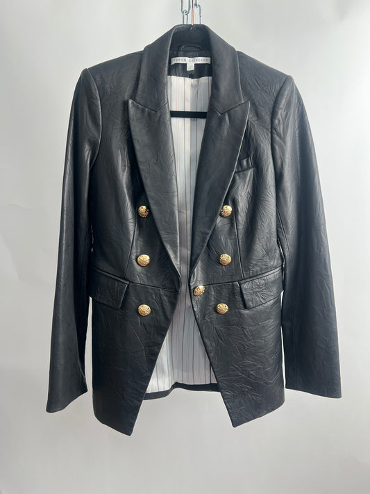 Lederblazer, Veronica Beard, schwarz