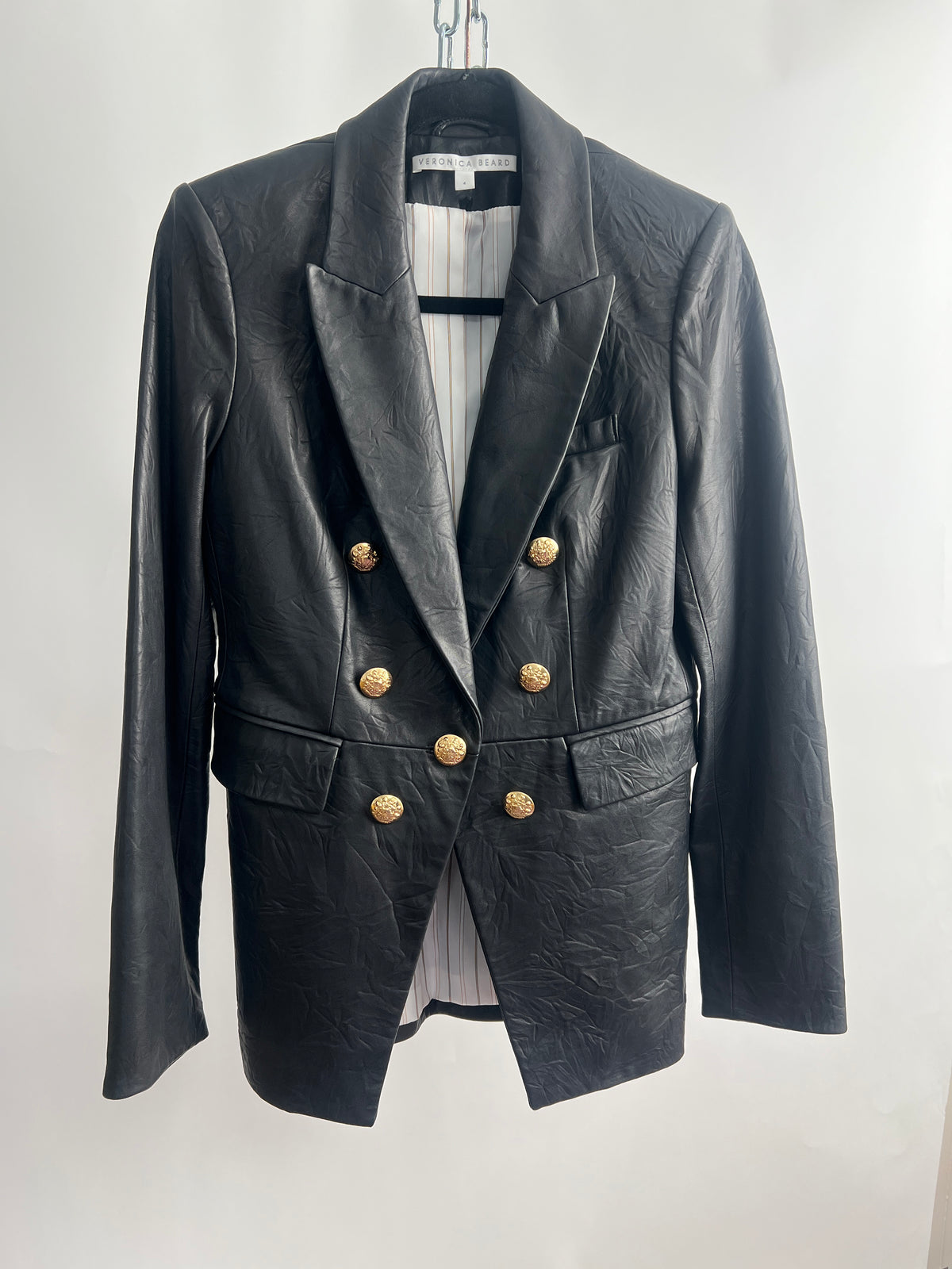 Lederblazer, Veronica Beard, schwarz