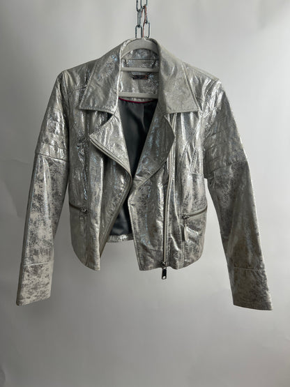 Lederjacke, Brian Rennie, silber