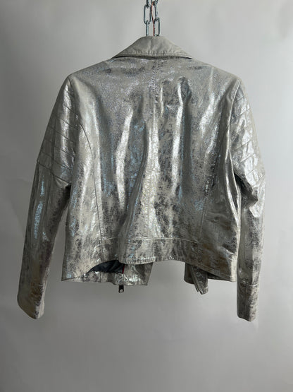 Lederjacke, Brian Rennie, silber