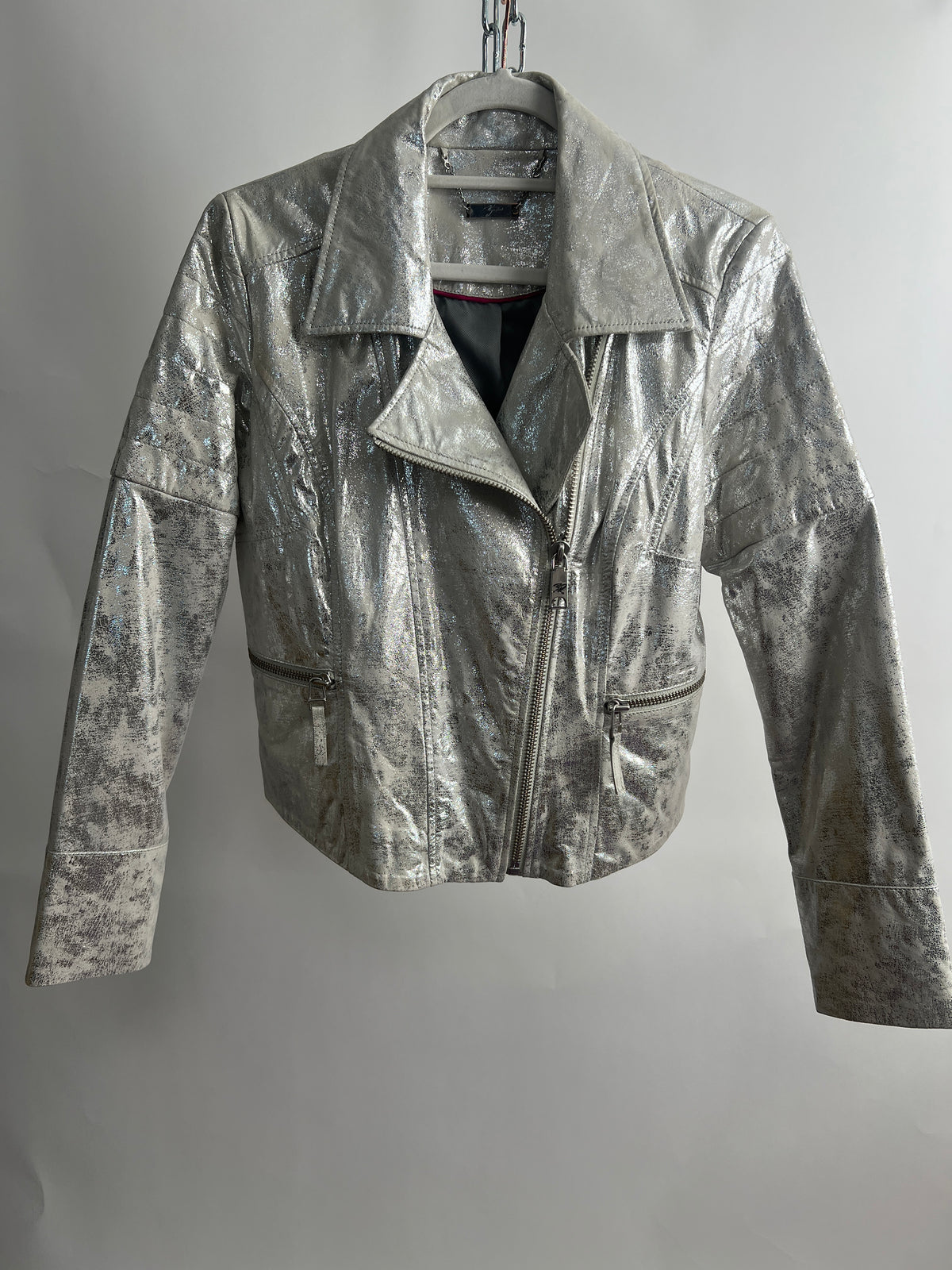 Lederjacke, Brian Rennie, silber