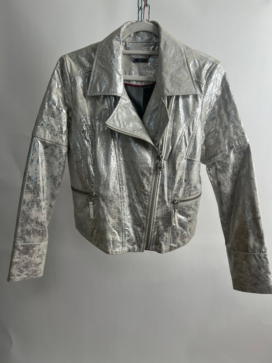 Lederjacke, Brian Rennie, silber