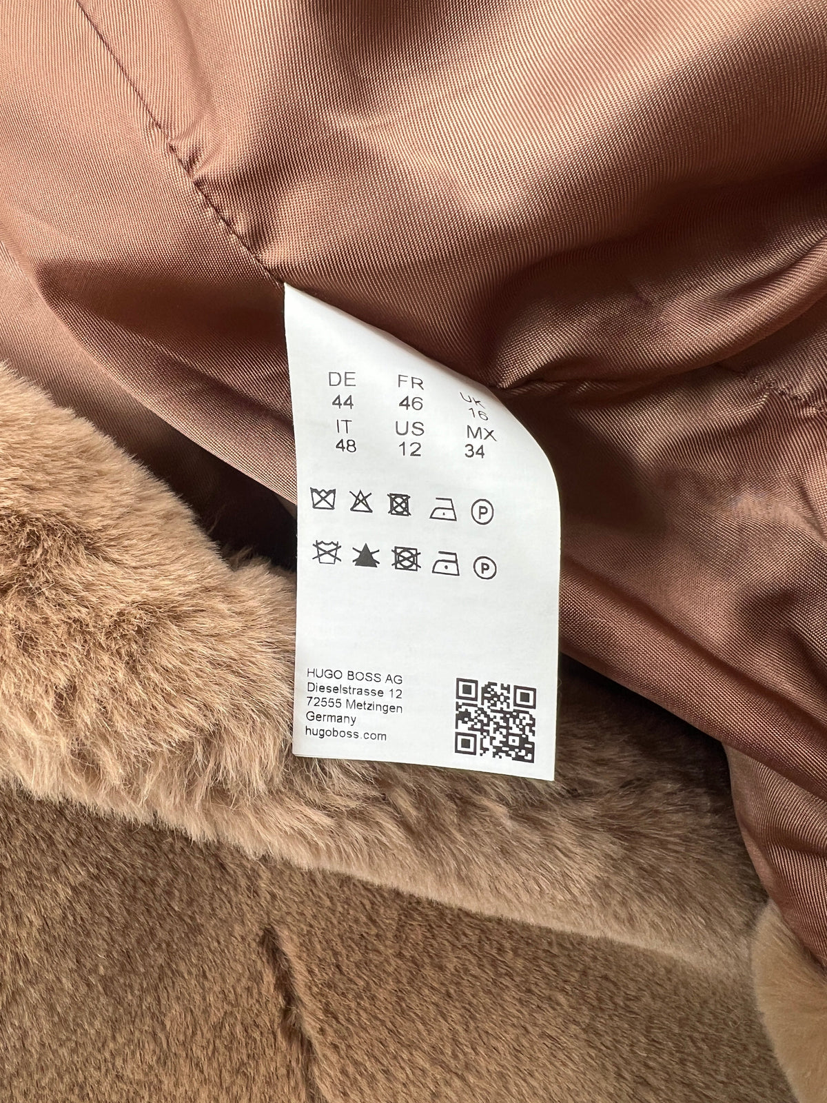 Teddy-Mantel, Hugo Boss, beige
