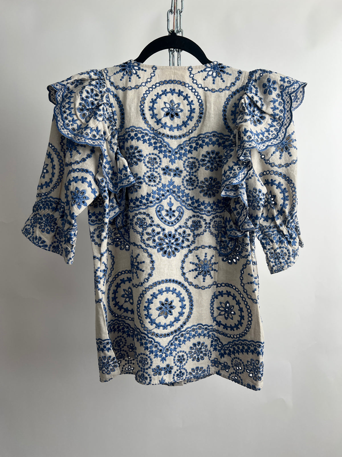 Bluse South, Sézane, blau/weiss