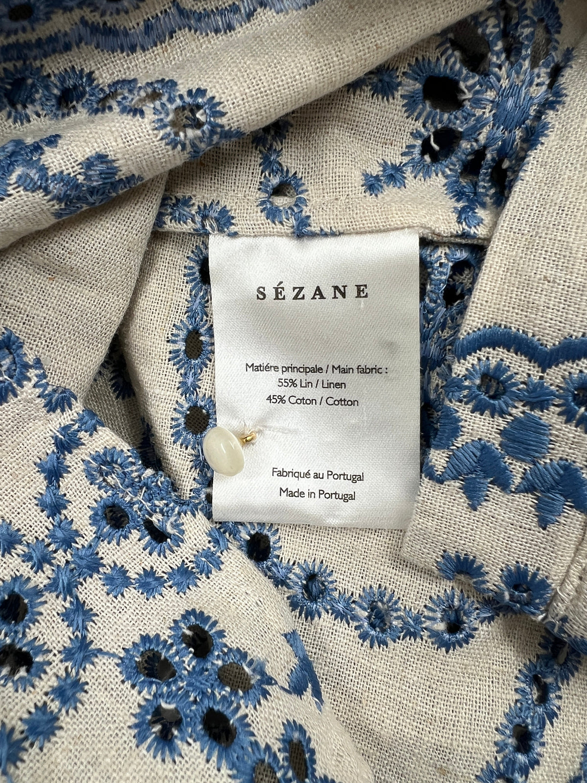 Bluse South, Sézane, blau/weiss