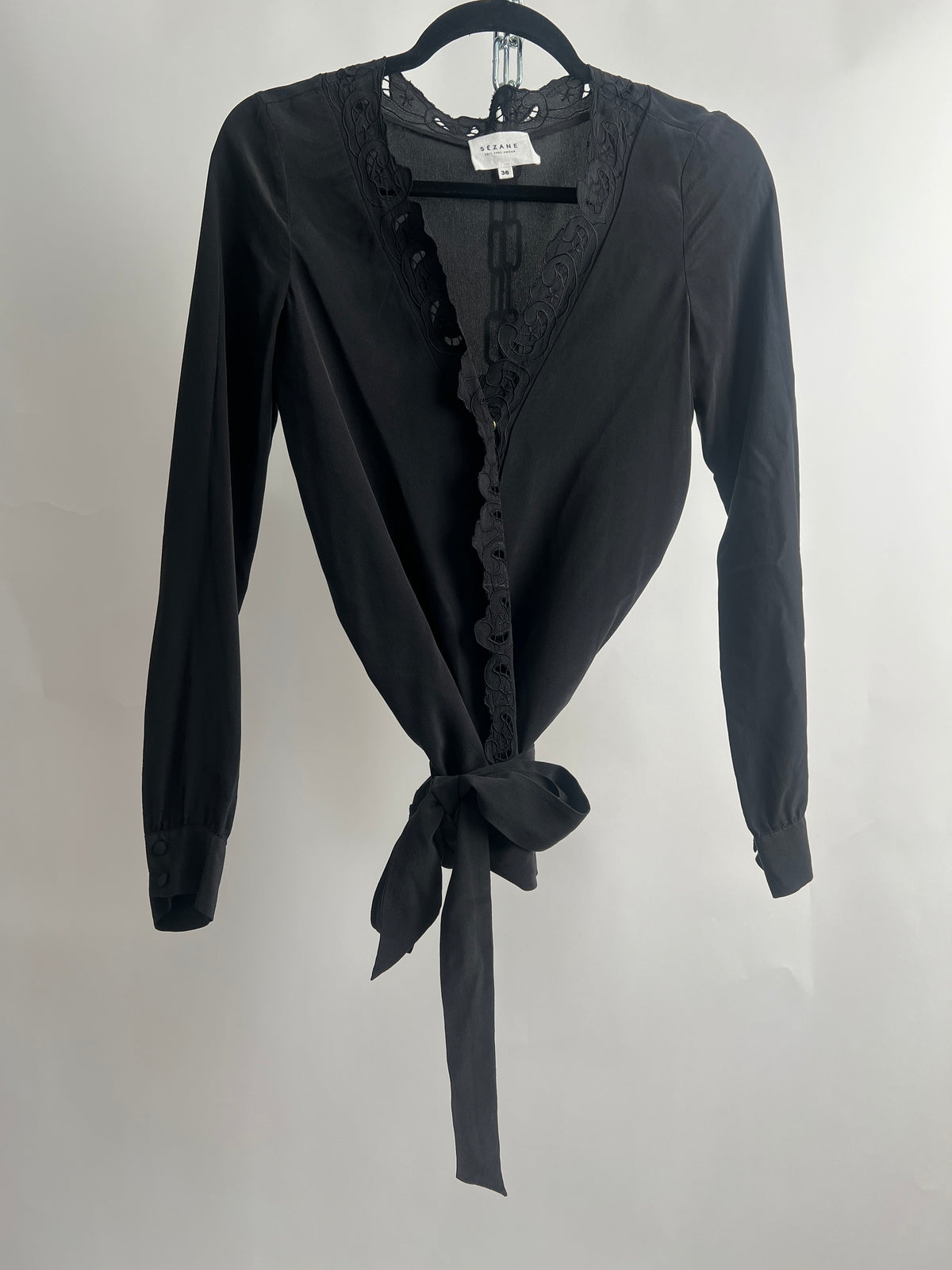 Wickelbluse, Sézane, schwarz