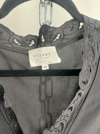 Wickelbluse, Sézane, schwarz