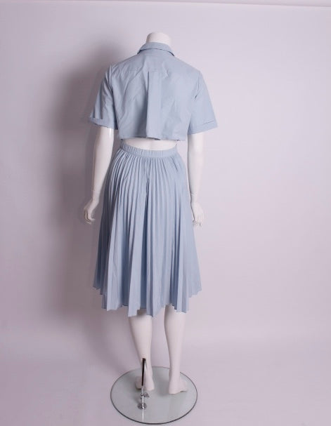 Hemdkleid mit Plissé-Rock, halbe Ärmel