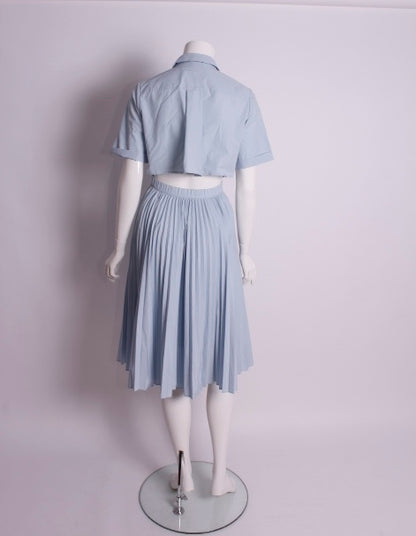 Hemdkleid mit Plissé-Rock, halbe Ärmel