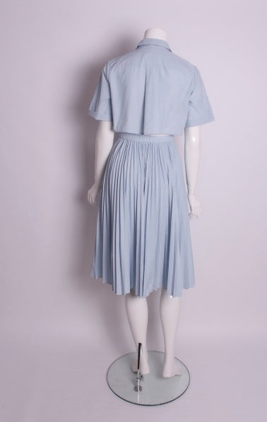 Hemdkleid mit Plissé-Rock, halbe Ärmel