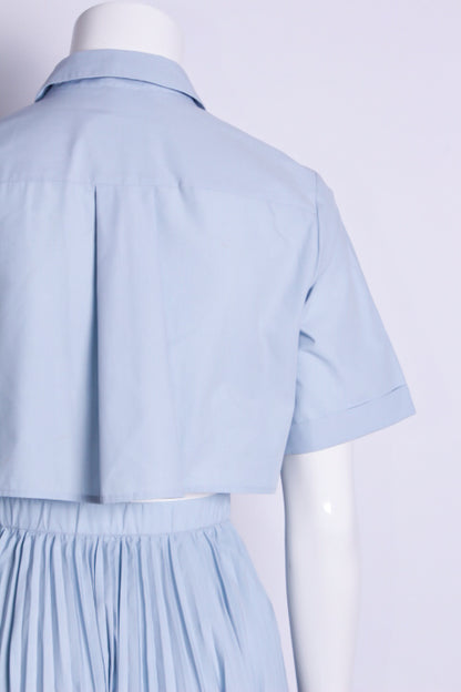 Hemdkleid mit Plissé-Rock, halbe Ärmel