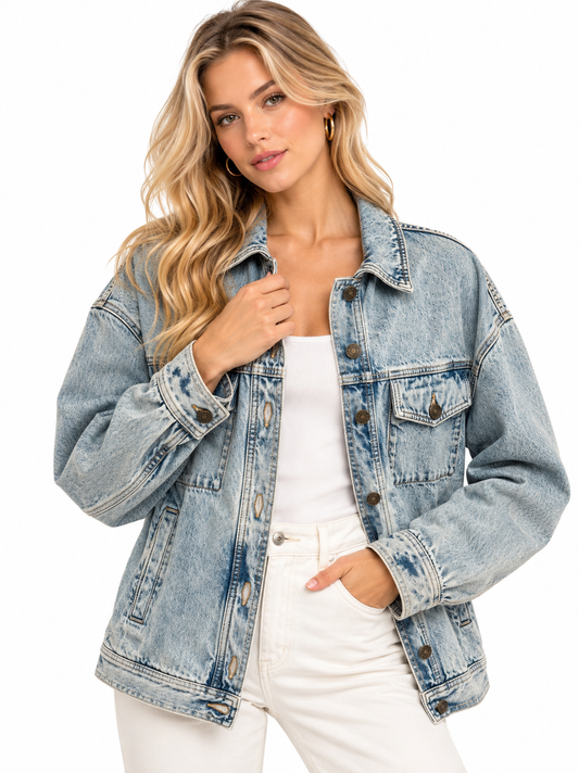 Jeansjacke, Sézane, hellblau
