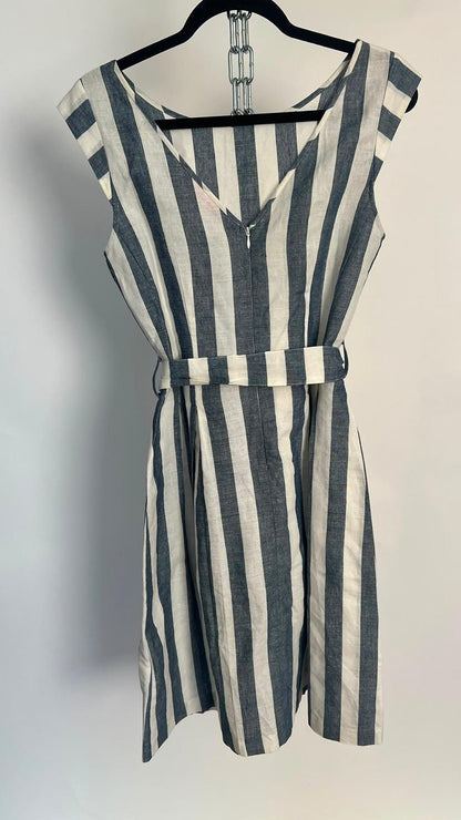 Kleid, Derhy, blau/weiss