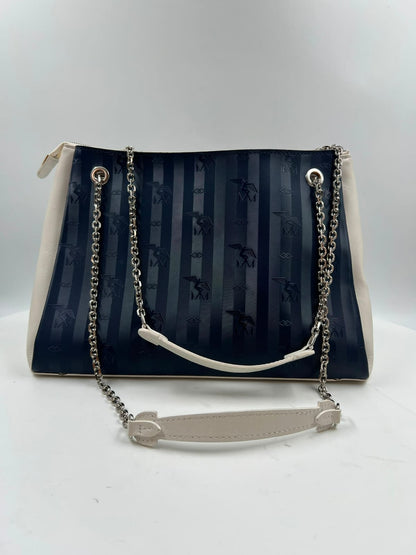 Tasche, Maison Mollerus, blau, weiss