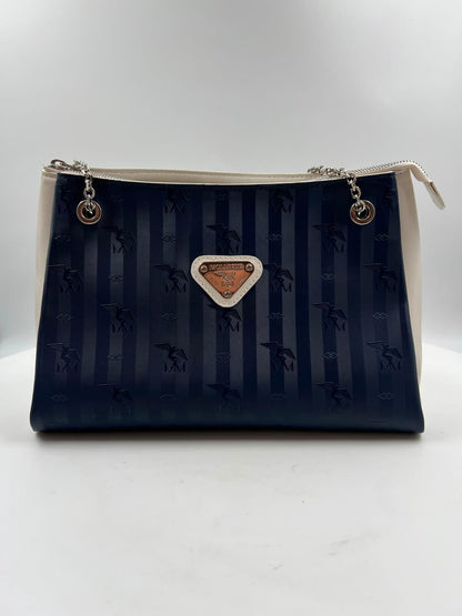 Tasche, Maison Mollerus, blau, weiss
