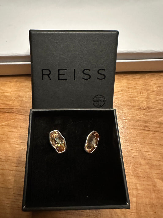 Ohrstecker gross mit goldenem Stein