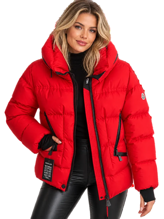 Daunenjacke, Moncler, rot/schwarz